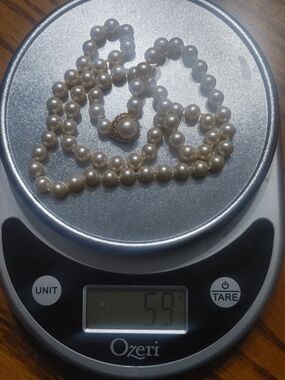 Vintage Majorica Hand Knotted Princess Length Cream Pearl Necklace